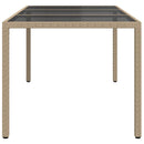 vidaXL bézs szürke polyrattan és edzett üveg kerti asztal 190x90x75 cm
