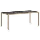 vidaXL bézs szürke polyrattan és edzett üveg kerti asztal 190x90x75 cm