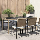 vidaXL bézs szürke polyrattan és edzett üveg kerti asztal 190x90x75 cm