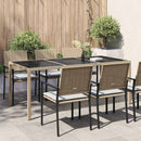 vidaXL bézs szürke polyrattan és edzett üveg kerti asztal 190x90x75 cm
