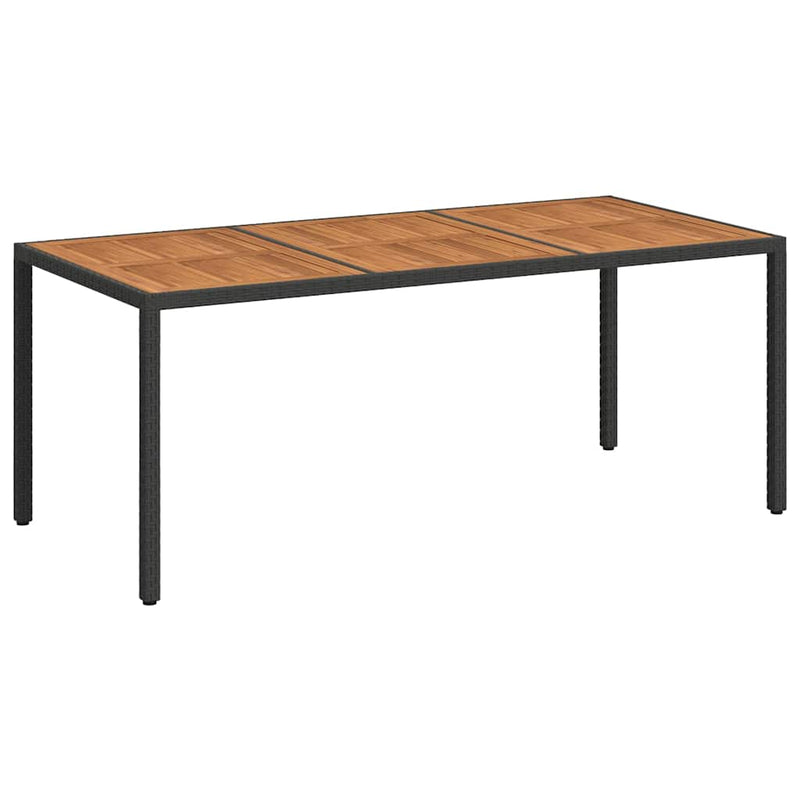 vidaXL fekete polyrattan és akácfa kerti asztal 190 x 90 x 75 cm