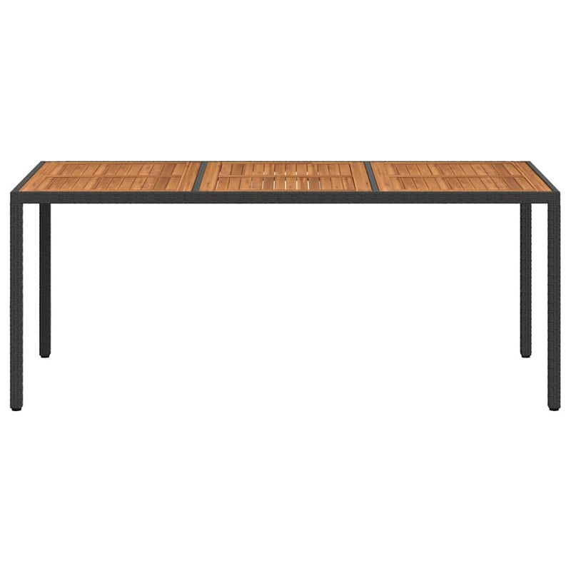 vidaXL fekete polyrattan és akácfa kerti asztal 190 x 90 x 75 cm