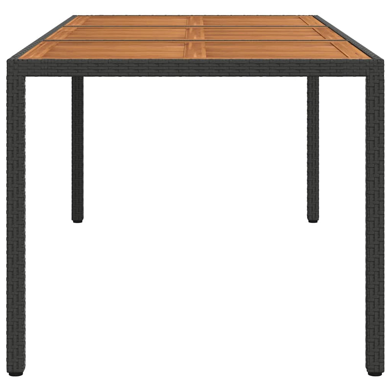 vidaXL fekete polyrattan és akácfa kerti asztal 190 x 90 x 75 cm