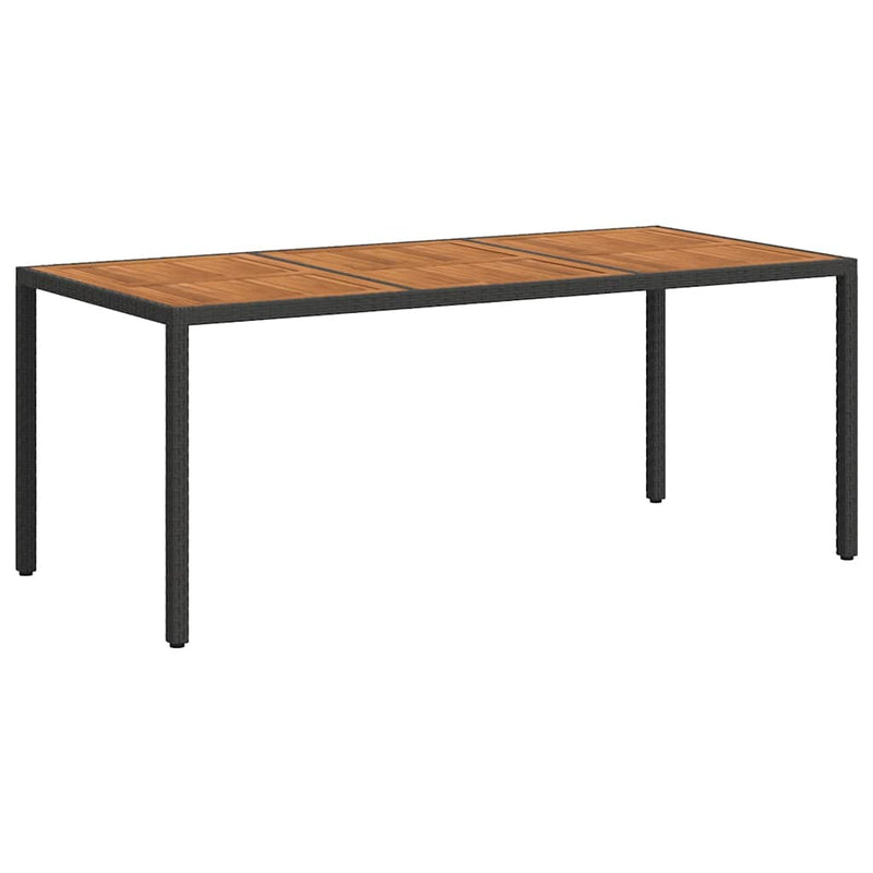 vidaXL fekete polyrattan és akácfa kerti asztal 190 x 90 x 75 cm