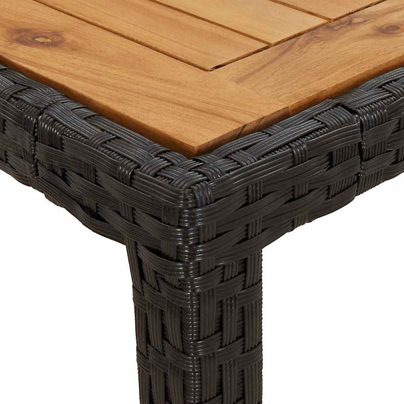 vidaXL fekete polyrattan és akácfa kerti asztal 190 x 90 x 75 cm