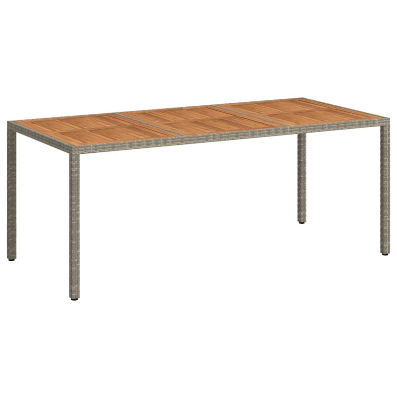 vidaXL szürke polyrattan és akácfa kerti asztal 190 x 90 x 75 cm