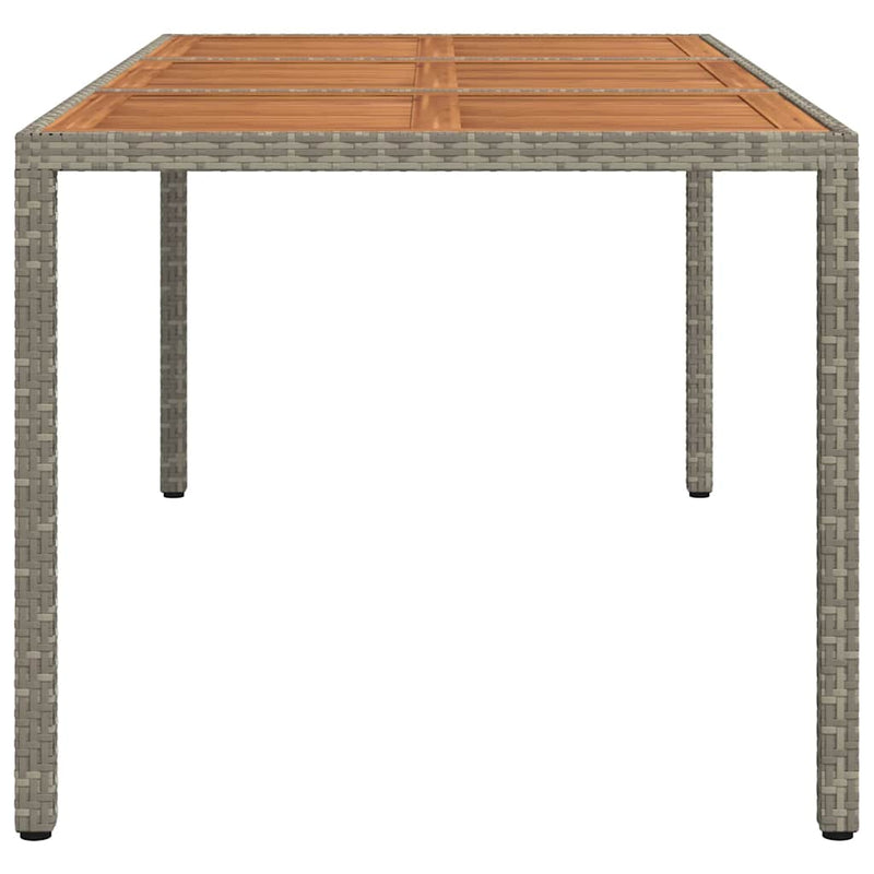 vidaXL szürke polyrattan és akácfa kerti asztal 190 x 90 x 75 cm