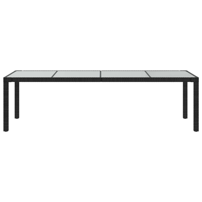 vidaXL fekete polyrattan és edzett üveg kerti asztal 250 x 100 x 75 cm