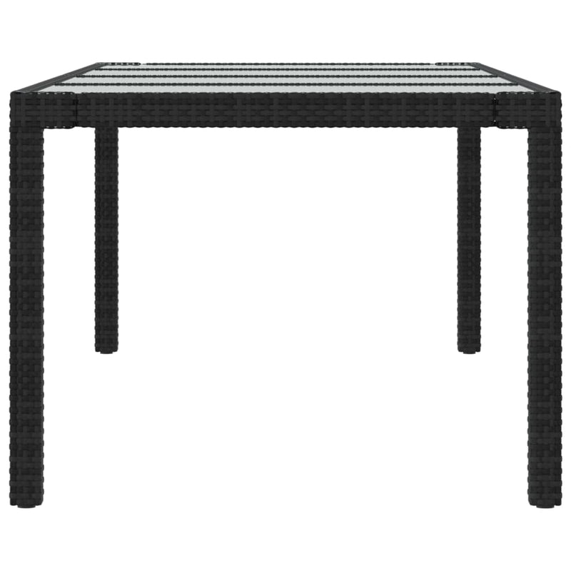 vidaXL fekete polyrattan és edzett üveg kerti asztal 250 x 100 x 75 cm