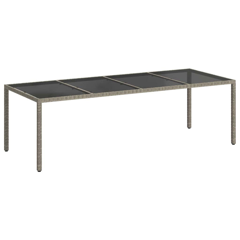 vidaXL szürke edzett üveg és polyrattan kerti asztal 250 x 100 x 75 cm