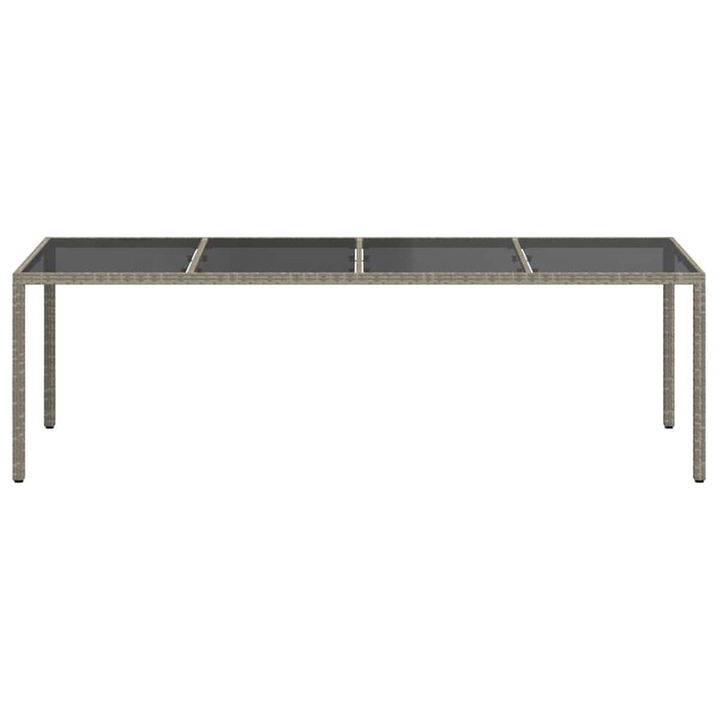 vidaXL szürke edzett üveg és polyrattan kerti asztal 250 x 100 x 75 cm