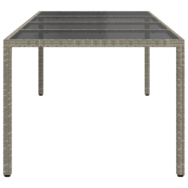 vidaXL szürke edzett üveg és polyrattan kerti asztal 250 x 100 x 75 cm