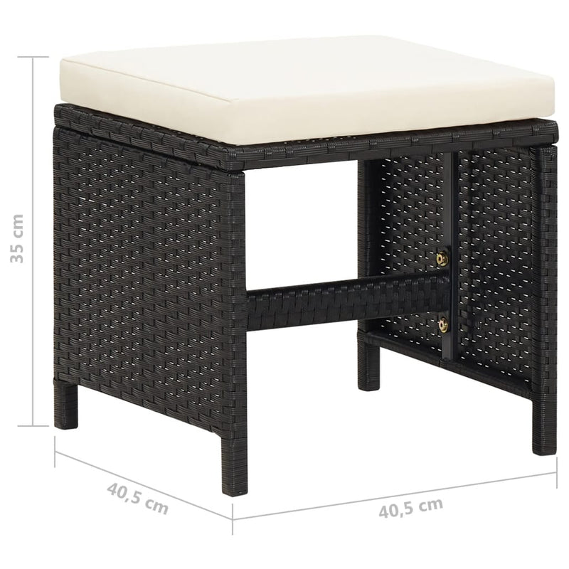 vidaXL 4 db fekete polyrattan kerti ülőke párnákkal