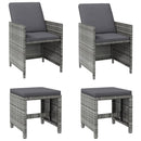 vidaXL 4 részes szürke kerti polyrattan szék- és zsámolyszett