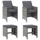 vidaXL 4 részes szürke kerti polyrattan szék- és zsámolyszett