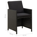 vidaXL 2 db fekete polyrattan kerti szék párnával