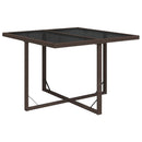 vidaXL barna polyrattan és üveg kerti asztal 109 x 107 x 74 cm