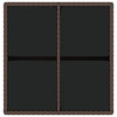 vidaXL barna polyrattan és üveg kerti asztal 109 x 107 x 74 cm