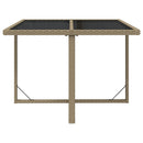 vidaXL bézs polyrattan és üveg kerti asztal 109 x 107 x 74 cm
