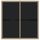 vidaXL bézs polyrattan és üveg kerti asztal 109 x 107 x 74 cm
