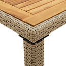 vidaXL bézs polyrattan és tömör akácfa kerti asztal 123 x 60 x 74 cm