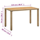 vidaXL bézs polyrattan és tömör akácfa kerti asztal 123 x 60 x 74 cm