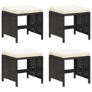 vidaXL 4 db fekete polyrattan kerti ülőke párnákkal