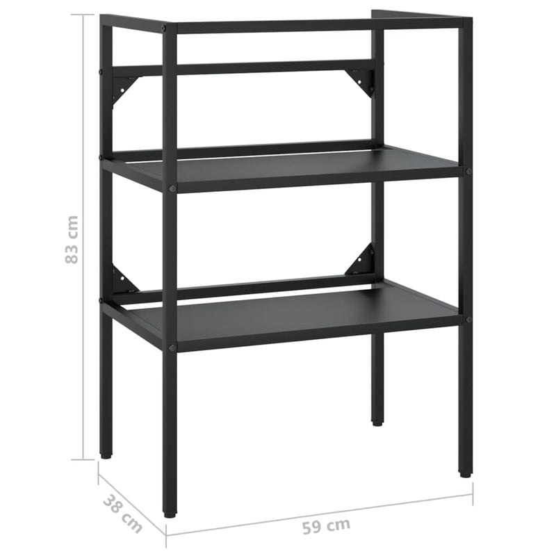 vidaXL fekete vas fürdőszobai mosdókagylókeret 59 x 38 x 83 cm