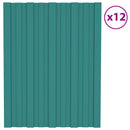 vidaXL Tetőpanel 12 pcs Zöld 60 x 45 cm Horganyzott acél