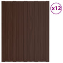 vidaXL Tetőpanel 12 pcs Barna 60 x 45 cm Horganyzott acél