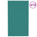 vidaXL Tetőpanel 12 pcs Zöld 80 x 45 cm Horganyzott acél