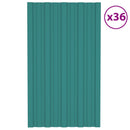 vidaXL Tetőpanel 36 pcs Zöld 80 x 45 cm Horganyzott acél