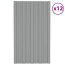 vidaXL Tetőpanel 12 pcs Szürke 80 x 45 cm Horganyzott acél