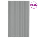 vidaXL Tetőpanel 36 pcs Szürke 80 x 45 cm Horganyzott acél