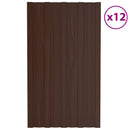 vidaXL Tetőpanel 12 pcs Barna 80 x 45 cm Horganyzott acél