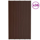 vidaXL Tetőpanel 36 pcs Barna 80 x 45 cm Horganyzott acél