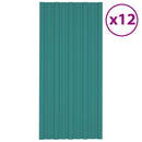 vidaXL Tetőpanel 12 pcs Zöld 100 x 45 cm Horganyzott acél