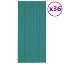 vidaXL Tetőpanel 36 pcs Zöld 100 x 45 cm Horganyzott acél