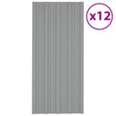 vidaXL Tetőpanel 12 pcs Szürke 100 x 45 cm Horganyzott acél