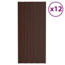 vidaXL Tetőpanel 12 pcs Barna 100 x 45 cm Horganyzott acél