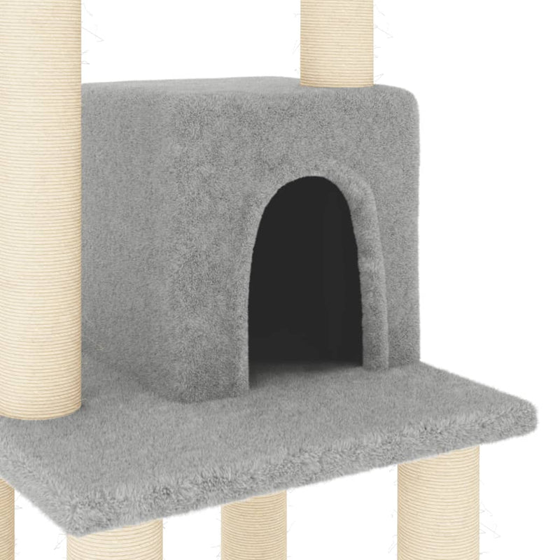 vidaXL világosszürke macskabútor szizál kaparófákkal 105 cm