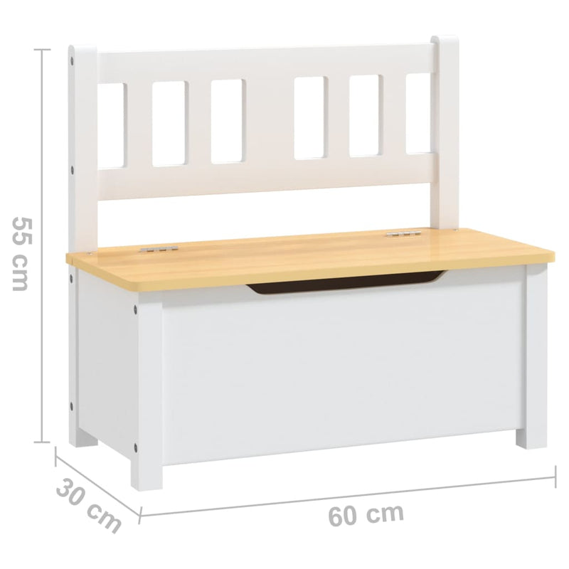 vidaXL fehér-bézs MDF gyermek tárolópad 60 x 30 x 55 cm