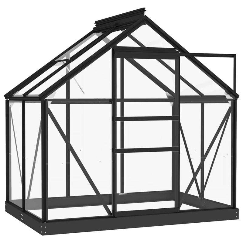 vidaXL antracitszürke üveg és alumínium melegház 155 x 103 x 191 cm
