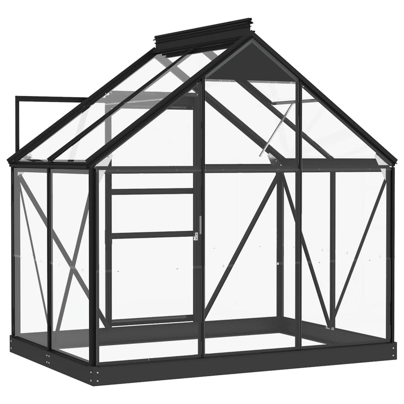 vidaXL antracitszürke üveg és alumínium melegház 155 x 103 x 191 cm
