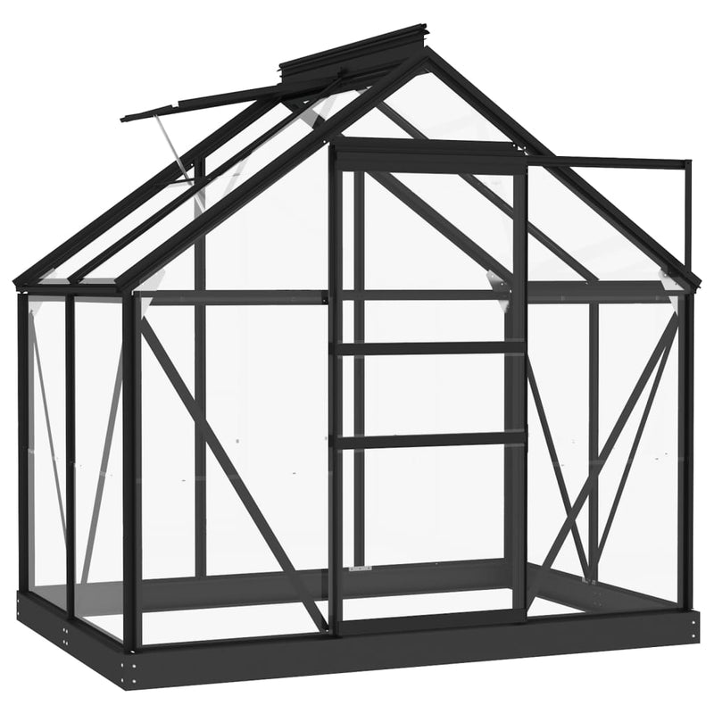 vidaXL antracitszürke üveg és alumínium melegház 155 x 103 x 191 cm