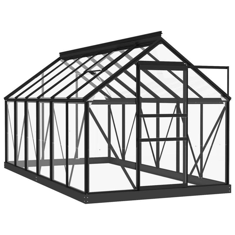vidaXL antracitszürke üveg és alumínium melegház 155 x 298 x 191 cm