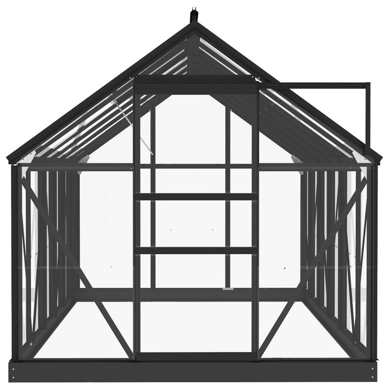 vidaXL antracitszürke üveg és alumínium melegház 155 x 298 x 191 cm