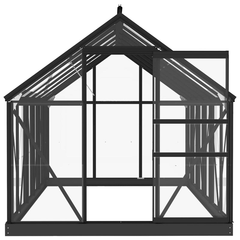 vidaXL antracitszürke üveg és alumínium melegház 155 x 298 x 191 cm