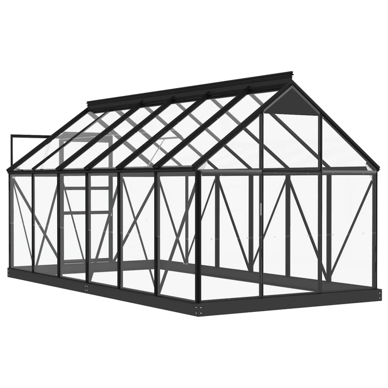 vidaXL antracitszürke üveg és alumínium melegház 155 x 298 x 191 cm