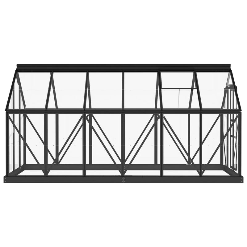 vidaXL antracitszürke üveg és alumínium melegház 155 x 298 x 191 cm